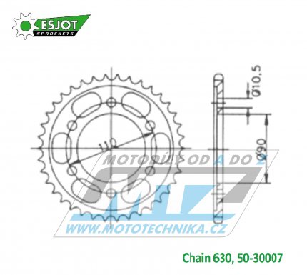 Rozeta ocelov (pevodnk) 30007-35zub ESJOT 50-30007-35 - Yamaha XV1000 / 81-82 + XV1000 Virago