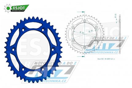 Rozeta ocelov (pevodnk) 0251-42zub ESJOT ULTRALIGHT 50-32001-42-LB Offroad (modr) -Yamaha YZ125+YZ250+YZF250+YZF400+YZF426+YZF450+YZF450X / 16-20 + TT-R230 / 05-20+WRF250N / 99-01+WRF250 / 07-20+WRF400 / 99-01+WRF426 / 01-02+WRF450 / 03-20