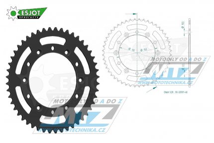 Rozeta ocelov (pevodnk) 0251-48zub ESJOT 50-32001-48 (ern) - Yamaha YZ125+YZ250 +YZF250+YZF400+YZF426+YZF450+YZF450X / 16-20+ TT-R230 / 05-20+WRF250N / 99-01+WRF250 / 07-20+WRF400 / 99-01+WRF426 / 01-02+WRF450 / 03-20