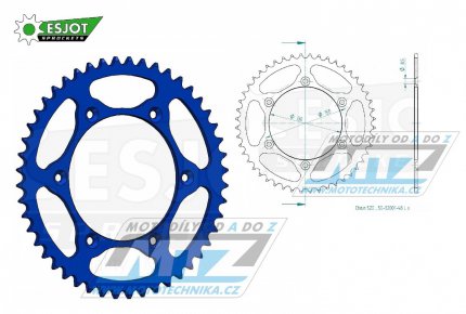 Rozeta ocelov (pevodnk) 0251-48zub ESJOT ULTRALIGHT 50-32001-48-LB Offroad (modr) -Yamaha YZ125+YZ250+YZF250+YZF400+YZF426+YZF450+YZF450X / 16-20 + TT-R230 / 05-20+WRF250N / 99-01+WRF250 / 07-20+WRF400 / 99-01+WRF426 / 01-02+WRF450 / 03-20