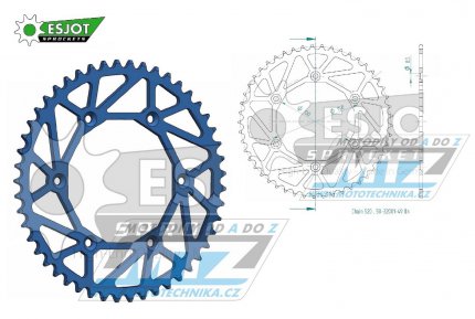 Rozeta ocelov (pevodnk) 0251-49zub ESJOT ULTRALIGHT 50-32001-49LB Offroad (modr) -Yamaha YZ125+YZ250+YZF250+YZF400+YZF426+YZF450+YZF450X / 16-20 + TT-R230 / 05-20+WRF250N / 99-01+WRF250 / 07-20+WRF400 / 99-01+WRF426 / 01-02+WRF450 / 03-20