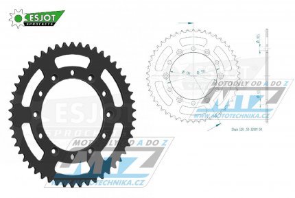 Rozeta ocelov (pevodnk) 0251-50zub ESJOT 50-32001-50 (ern) - Yamaha YZ125+YZ250 +YZF250+YZF426+YZF450+YZF450X + TT-R230 / 05-20 + WRF250N / 99-01 + WRF250 / 07-20 + WRF400 / 99-01 + WRF426 / 01-02 + WRF450 / 03-21