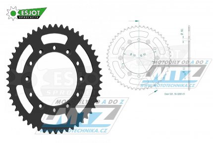 Rozeta ocelov (pevodnk) 0251-51zub ESJOT 50-32001-51 (ern) - Yamaha YZ125+YZ250 +YZF250+YZF426+YZF450+YZF450X + TT-R230 / 05-20 + WRF250N / 99-01 + WRF250 / 07-20 + WRF400 / 99-01 + WRF426 / 01-02 + WRF450 / 03-21