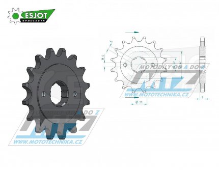 Koleko etzov (pastorek) 0276-15zub ESJOT 50-32003-15 - Honda CB250N+CB400N + CM250T Custom + CM400T + CM400T Chopper