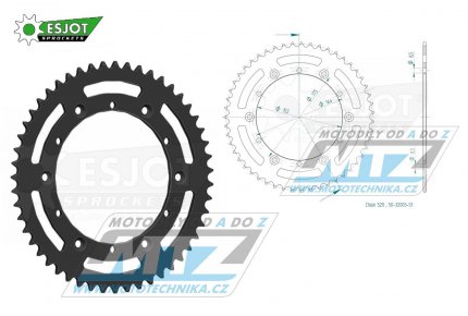 Rozeta ocelov (pevodnk) 0853-51zub ESJOT 50-32003-51 - Yamaha YZ100+YZ125+YZ250+YZ465 +YZ490+DT200R+DT250MX+DT400MX+IT175+IT200+IT250+IT400+IT465+IT490+TT350 +WR250+WR500 + Kreidler 170 Mustang Utility