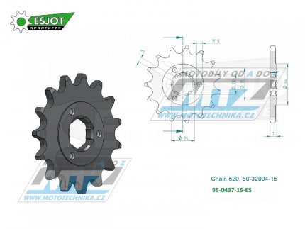 Koleko etzov (pastorek) 0437-15zub ESJOT 50-32004-15 - Suzuki SP600F + DR600S + DR650RSE