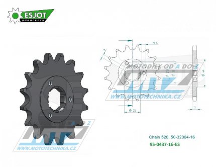 Koleko etzov (pastorek) 0437-16zub ESJOT 50-32004-16 - Suzuki SP600F + DR600S + DR650RSE