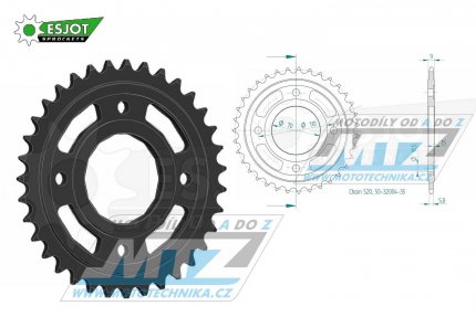 Rozeta ocelov (pevodnk) 0247-35zub ESJOT 50-32004-35 - Honda CBX250R + CM400T / 81-83 + CB400N / 81-83 + CB250N / 78-82 + CM250TB Custom / 82-84