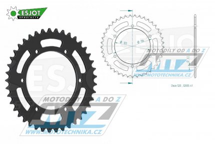 Rozeta ocelov (pevodnk) 0846-41zub ESJOT 50-32005-41 - Yamaha FZR400RR + RD350 + RZ250 + SRX600 + SZR660 + TDR250 + TZR250