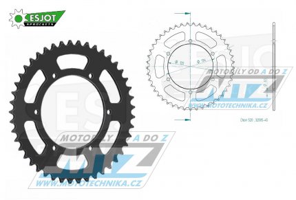 Rozeta ocelov (pevodnk) 0846-45zub ESJOT 50-32005-45 - Yamaha FZR400RR + RD350 + RZ250 + SRX600 + SZR660 + TDR250 + TZR250