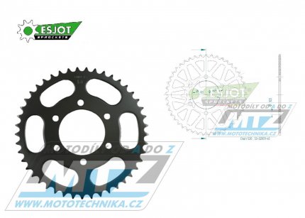 Rozeta ocelov (pevodnk) 0478-45zub ESJOT 50-32009-45 - Kawasaki ZX6R + ZX6RR + Z650 + Z750 + Z750R + ZXR400 + Z800 + EN650 Vulcan-S + EX650 Ninja 650ABS + EX650 Ninja 650SE + KLE650 Versys + KLE650 Versys ABS