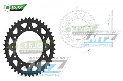 Rozeta ocelov (pevodnk) 1490-40zub ESJOT 50-32010-40 - Kawasaki EN500 Vulcan + W800 + W800 Special Edition + ZX4 + ZR400 Xanthus + ZX6R + Suzuki GSXR750 SRAD + GSX-R750 Fuel Injection + Honda NSR250RR