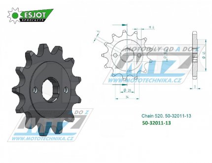 Koleko etzov (pastorek) 32011-13zub ESJOT 50-32011-13 - Honda CBX250 RSE / 84-86 + CD250 / 88-94 + ATC200