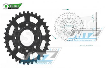 Rozeta ocelov (pevodnk) 0273-35zub ESJOT 50-32013-35 - Honda CMX250C / 96-16 + CMX250CD Rebel (USA) / 96-16 + CA125S Rebel / 95-01 + CMX250 Rebel / 00 + VT125C Shadow / 99-07 + XL125V Varadero / 01-13 + KTM 125 Duke / 11-13 + 200 Duke / 12-14