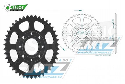 Rozeta ocelov (pevodnk) 0273-42zub ESJOT 50-32013-42 - Honda CMX250C / 96-16 + CMX250CD Rebel (USA) / 96-16 + CA125S Rebel / 95-01 + CMX250 Rebel / 00 + VT125C Shadow / 99-07 + XL125V Varadero / 01-13 + KTM 125 Duke / 11-13 + 200 Duke / 12-14