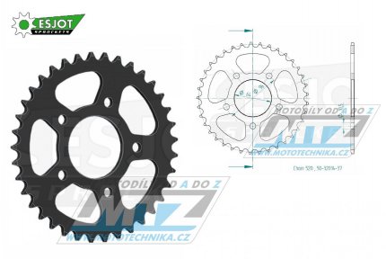 Rozeta ocelov (pevodnk) 0254-37zub ESJOT 50-32014-37 - Honda CBF250 / 04-06 +XL200R+XR200R / 81-83 + CBX250 Twister