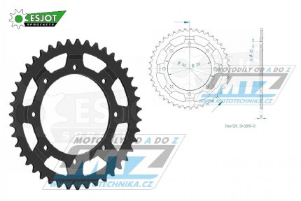 Rozeta ocelov (pevodnk) 0477-43zub ESJOT 50-32015-43 - Kawasaki KLR600 / 84-90