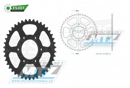 Rozeta ocelov (pevodnk) 32020-42zub ESJOT 50-32020-42 - Suzuki DR250S SJ41A / 82-88 + DR250S-Z,E,F,G,H SJ41A / 82-87 + DR250Z/D/F / 82-85 + SP250Z/D/F / 82-85 + DR370C/N / 78-79 + SP370 / 79 + SP370C/N / 78-79 + SP400 / 79-82 + SP400T / 80