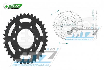 Rozeta ocelov (pevodnk) 1825-38zub ESJOT 50-32021-38 - Suzuki DR750 Big + DR500+SP500 + GF250+GN400+GSX400 + GSXR750+GSXR1100+GSXR250 + LT250+LT300+LT500R Quadzilla + RG125 + VL250 Intruder