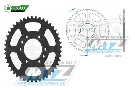 Rozeta ocelov (pevodnk) 1825-45zub ESJOT 50-32021-45 - Suzuki DR750 Big + DR500+SP500 + GF250+GN400+GSX400 + GSXR750+GSXR1100+GSXR250 + LT250+LT300+LT500R Quadzilla + RG125 + VL250 Intruder