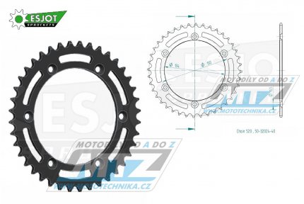 Rozeta ocelov (pevodnk) 0460-40zub ESJOT 50-32024-40 - Kawasaki KX125+KX250+KX500+ KXF250+KXF450+KDX175+KDX200+KDX220R+KDX250 +KLX250R+KLX250 D-Tracker +KLX250+KLX250SF+KLX300+KLX450R+KLX650R + Suzuki RMZ250