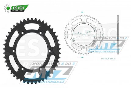 Rozeta ocelov (pevodnk) 0460-46zub ESJOT 50-32024-46 - Kawasaki KX125+KX250+KX500+ KXF250+KXF450+KDX175+KDX200+KDX220R+KDX250 +KLX250R+KLX250 D-Tracker +KLX250+KLX250SF+KLX300+KLX450R+KLX650R + Suzuki RMZ250
