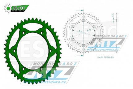 Rozeta ocelov (pevodnk) 0460-46zub ESJOT ULTRALIGHT 50-32024-46-LG Offroad (zelen) - Kawasaki KX125+KX250+KX500+KXF250+KXF450+KDX175+KDX200+KDX220R+KDX250 +KLX250R+KLX250 D-Tracker+KLX250+KLX250SF+KLX300+KLX450R+KLX650R + Suzuki RM-Z250