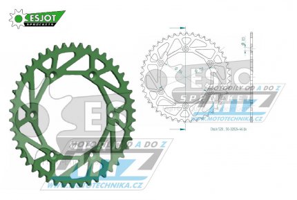 Rozeta ocelov (pevodnk) 0460-46zub ESJOT ULTRALIGHT 50-32024-46LG Offroad (zelen) - Kawasaki KX125+KX250+KX500+KXF250+KXF450+KDX175+KDX200+KDX220R+KDX250 +KLX250R+KLX250 D-Tracker+KLX250+KLX250SF+KLX300+KLX450R+KLX650R + Suzuki RM-Z250