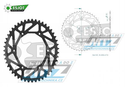 Rozeta ocelov (pevodnk) 0460-47zub ESJOT ULTRALIGHT 50-32024-47L Offroad (ern) - Kawasaki KX125+KX250+KX500+KXF250+KXF450+KDX175+KDX200+KDX220R+KDX250 +KLX250R+KLX250 D-Tracker+KLX250+KLX250SF+KLX300+KLX450R+KLX650R + Suzuki RM-Z250