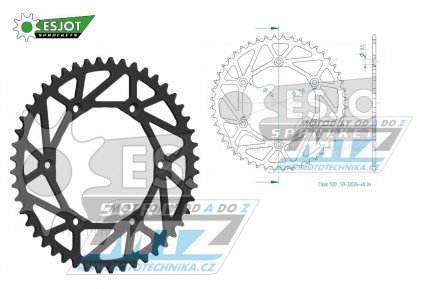 Rozeta ocelov (pevodnk) 0460-48zub ESJOT ULTRALIGHT 50-32024-48L Offroad (ern) - Kawasaki KX125+KX250+KX500+KXF250+KXF450+KDX175+KDX200+KDX220R+KDX250 +KLX250R+KLX250 D-Tracker+KLX250+KLX250SF+KLX300+KLX450R+KLX650R + Suzuki RM-Z250