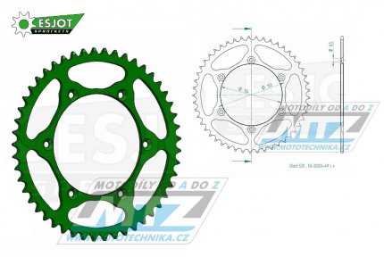 Rozeta ocelov (pevodnk) 0460-49zub ESJOT ULTRALIGHT 50-32024-49-LG Offroad (zelen) - Kawasaki KX125+KX250+KX500+KXF250+KXF450+KDX175+KDX200+KDX220R+KDX250 +KLX250R+KLX250 D-Tracker+KLX250+KLX250SF+KLX300+KLX450R+KLX650R + Suzuki RM-Z250