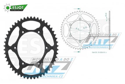 Rozeta ocelov (pevodnk) 0460-50zub ESJOT ULTRALIGHT 50-32024-50-L Offroad (ern) - Kawasaki KX125+KX250+KX500+KXF250+KXF450+KDX175+KDX200+KDX220R+KDX250 +KLX250R+KLX250 D-Tracker+KLX250+KLX250SF+KLX300+KLX450R+KLX650R + Suzuki RM-Z250