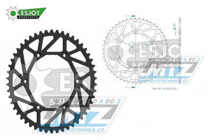 Rozeta ocelov (pevodnk) 0460-50zub ESJOT ULTRALIGHT 50-32024-50L Offroad (ern) - Kawasaki KX125+KX250+KX500+KXF250+KXF450+KDX175+KDX200+KDX220R+KDX250 +KLX250R+KLX250 D-Tracker+KLX250+KLX250SF+KLX300+KLX450R+KLX650R + Suzuki RM-Z250