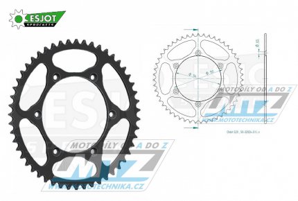Rozeta ocelov (pevodnk) 0460-51zub ESJOT ULTRALIGHT 50-32024-51-L Offroad (ern) - Kawasaki KX125+KX250+KX500+KXF250+KXF450+KDX175+KDX200+KDX220R+KDX250 +KLX250R+KLX250 D-Tracker+KLX250+KLX250SF+KLX300+KLX450R+KLX650R + Suzuki RM-Z250