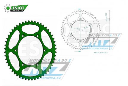 Rozeta ocelov (pevodnk) 0460-52zub ESJOT ULTRALIGHT 50-32024-52-LG Offroad (zelen) - Kawasaki KX125+KX250+KX500+KXF250+KXF450+KDX175+KDX200+KDX220R+KDX250 +KLX250R+KLX250 D-Tracker+KLX250+KLX250SF+KLX300+KLX450R+KLX650R + Suzuki RM-Z250