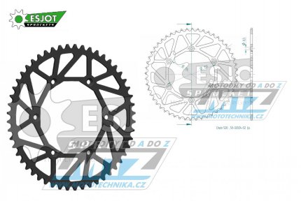 Rozeta ocelov (pevodnk) 0460-52zub ESJOT ULTRALIGHT 50-32024-52L Offroad (ern) - Kawasaki KX125+KX250+KX500+KXF250+KXF450+KDX175+KDX200+KDX220R+KDX250 +KLX250R+KLX250 D-Tracker+KLX250+KLX250SF+KLX300+KLX450R+KLX650R + Suzuki RM-Z250