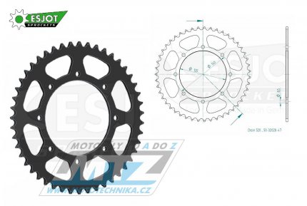 Rozeta ocelov (pevodnk) 0487-47zub ESJOT 50-32028-47 - Kawasaki W800 + BJ Estrella 250 + KLE250 + KLR650 + KLE500 + KLR500 + KLX650 + KLX650R