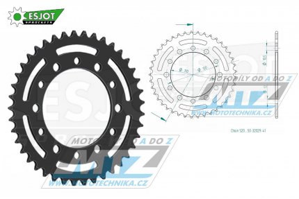 Rozeta ocelov (pevodnk) 1486-41zub ESJOT 50-32029-41 - Kawasaki EL250 + EL250 Chopper + EL250 Eliminator + Honda TRX200 Fourtrax + Yamaha FZ-1+FZ1