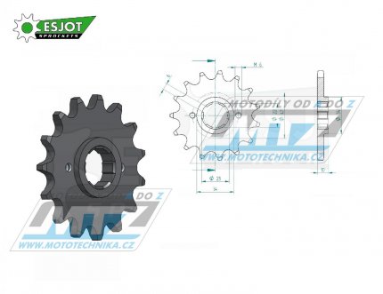 Koleko etzov (pastorek) 0306-14zub ESJOT 50-32030-14 - Honda NX650 Dominator / 88 + XL400RC / 82