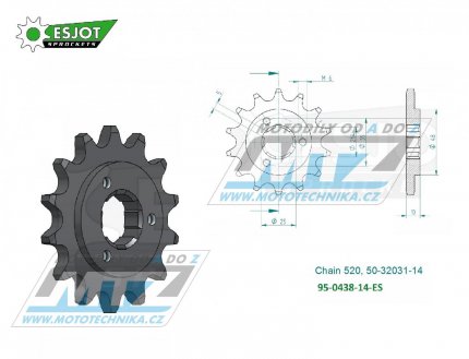 Koleko etzov (pastorek) 0438-14zub ESJOT 50-32031-14 - Suzuki DR750S Big + DR800S Big