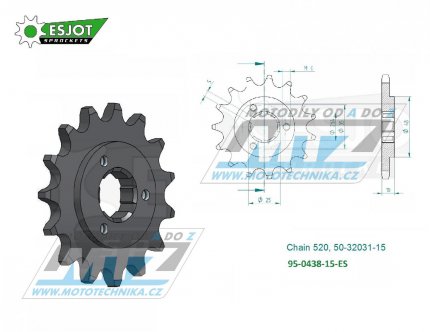 Koleko etzov (pastorek) 0438-15zub ESJOT 50-32031-15 - Suzuki DR750S Big + DR800S Big