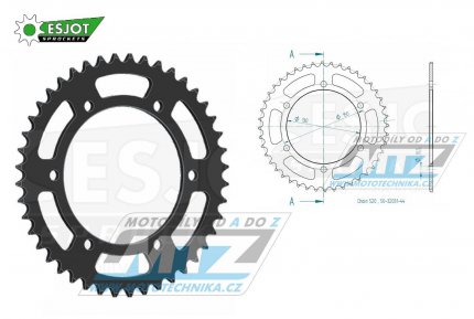 Rozeta ocelov (pevodnk) 0245/3-44zub ESJOT 50-32031-44 - Honda FMX650 + FX650 Vigor + SLR650 + VT250 + NX650 Dominator + XR600 + Yamaha YZF750R + FZ400 + YZF R6 + YZF600R Thunder Cat (Esjot m jen otvory bez zaputn)