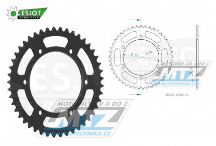 Rozeta ocelov (pevodnk) 0245/3-45zub ESJOT 50-32031-45 - Honda FMX650 + FX650 Vigor + SLR650 + VT250 + NX650 Dominator + XR600 + Yamaha YZF750R + FZ400 + YZF R6 + YZF600R Thunder Cat (Esjot m jen otvory bez zaputn)