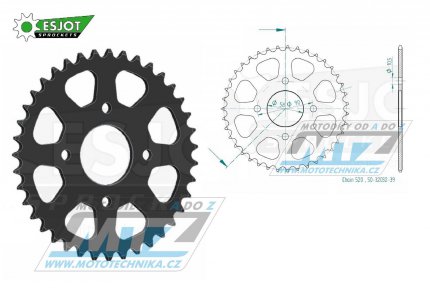 Rozeta ocelov (pevodnk) 32032-39zub ESJOT 50-32032-39 - Archive Cafe Racer 125+Scrambler 125 / 17-21 + Honda MBX125F / 84-86 + CB250N Two Fifty / 92-02 + NAS250N Nighthawk MC26 / 91-02