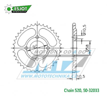 Rozeta ocelov (pevodnk) 32033-41zub ESJOT 50-32033-41 - Honda XL200 Paris Dakar / 84-90