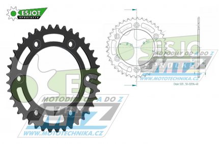 Rozeta ocelov (pevodnk) 0301-40zub ESJOT 50-32034-40 - Honda CRF250L / 13-20 + CRF250 Rally + CRF300L + CRF300 Rally+CRF250M + XR250R+XR650L + XR600R / 91-00 + CRM250+CRM250R