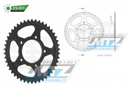 Rozeta ocelov (pevodnk) 0823-46zub ESJOT 50-32038-46 - Suzuki GS400 + GS500 + GSF250 + GSR250 + GSX250R + GW250 Inazuma + SV400 + SFV650 Gladius + SV650 L + DL250 V-Strom + GSX250R + GSX250 F Acrosse