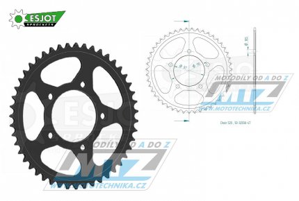 Rozeta ocelov (pevodnk) 0823-47zub ESJOT 50-32038-47 - Suzuki GS400 + GS500 + GSF250 + GSR250 + GSX250R + GW250 Inazuma + SV400 + SFV650 Gladius + SV650 L + DL250 V-Strom + GSX250R + GSX250 F Acrosse