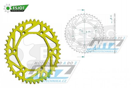 Rozeta ocelov (pevodnk) 0808-42zub ESJOT ULTRALIGHT 50-32041-42LY lut - Kawasaki KLX400 + Suzuki DR250 + DR350 + DRZ250 + DRZ400 + RM100 + RM125 + RM250 + RMX250 + RMZ250 + RMZ450 + RMX450 + TSR125 + TSR200