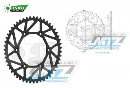 Rozeta ocelov (pevodnk) 0808-51zub ESJOT ULTRALIGHT 50-32041-51L ern - Kawasaki KLX400 + Suzuki DR250 + DR350 + DRZ250 + DRZ400 + RM100 + RM125 + RM250 + RMX250 + RMZ250 + RMZ450 + RMX450 + TSR125 + TSR200